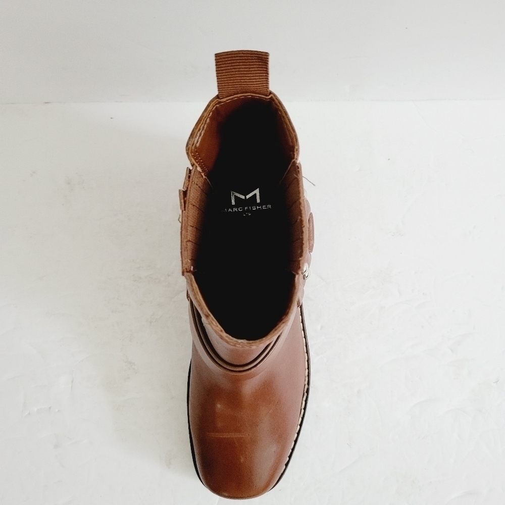 Marc Fisher LTD Mizzie Harness Brown Leather Pull On Ankle Bootie Size 5.5 - Picture 8 of 9